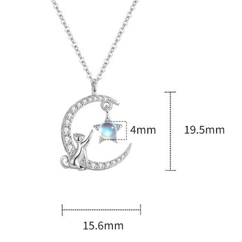 Cat on Moon Necklace