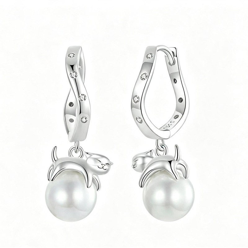 Cat Pearl Earrings